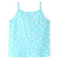 Pine Kids Cotton Lycra Sleeveless Heart Printed Inner Slips Pack of 3 - Pink Turquoise & Green