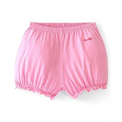 Pine Kids Cotton Lycra Bloomers Text Print Pack Of 3 - Pink Yellow & Green