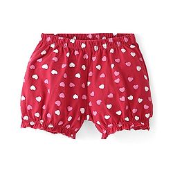 Pine Kids Cotton Lycra Knit Heart Printed Bloomers Pack Of 3 - Pink & Maroon