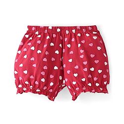 Pine Kids Cotton Lycra Knit Heart Printed Bloomers Pack Of 3 - Pink & Maroon