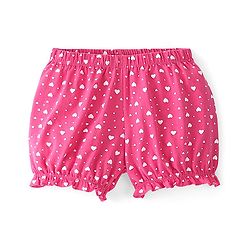 Pine Kids Cotton Lycra Knit Heart Printed Bloomers Pack Of 3 - Pink & Maroon