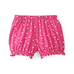 Pine Kids Cotton Lycra Knit Heart Printed Bloomers Pack Of 3 - Pink & Maroon