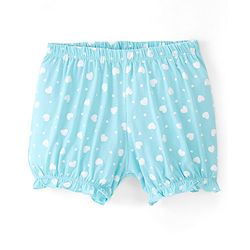 Pine Kids Cotton Lycra Heart Print Bloomers Pack Of 3 - Pink Blue & Green