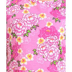 Pine Kids 100% Cotton Knit Sleeveless Frock Floral Print - Pink Frosting