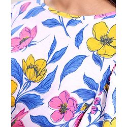 Pine Kids Half Sleeves Top With Floral Print - White