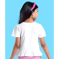 Pine Kids 100% Cotton Half Sleeves Palm Tree Print Top - White
