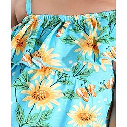 Pine Kids Cotton Sleeveless Layered Top Floral Print - Blue Radiance