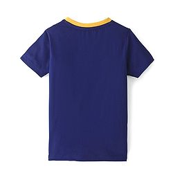 Pine Kids Single Jersey Half Sleeves Night Suit Academy Print - Blue Depth & Old Gold