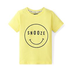Pine Kids 100% Cotton Single Jersey Knit Half Sleeves Night Suit Emoji Print - Lemon Verbena & Estate Blue