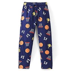 Pine Kids Cotton Half Sleeves Night Suit With Basket Ball Print - Navy Blue