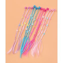 Pine Kids Free Size Stars Applique Hair Extensions with Clips Pack of 12 - Multicolor