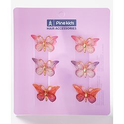 Pine Kids Free Size Butterfly Clips Pack of 6 - Multicolor