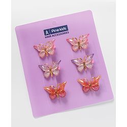 Pine Kids Free Size Butterfly Clips Pack of 6 - Multicolor