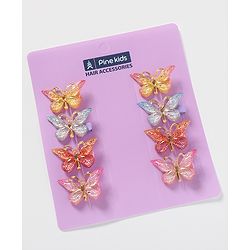 Pine Kids Free Size Butterfly Clips Pack of 8 - Multicolor