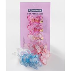 Pine Kids Free Size Butterfly Bow & Clips Pack of 16 - Multicolor