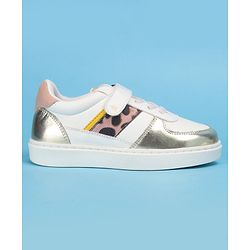 Pine Kids Casual Shoes with Velcro Closure - White & Golden