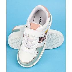 Pine Kids Casual Shoes with Velcro Closure - White & Golden