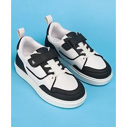 Pine Kids Casual Shoes with Velcro Closure - White & Black