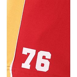 Pine Kids Cotton Terry Knit Above Knee Length Numeric Printed Shorts - Red