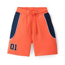 Pine Kids Terry Knit Above Knee Length  Shorts Number Print - Orange