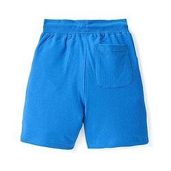Pine Kids Cotton Terry Knit Above Knee Length Text Printed Shorts - Blue