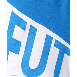 Pine Kids Cotton Terry Knit Above Knee Length Text Printed Shorts - Blue