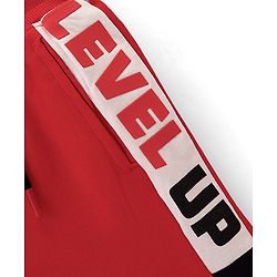 Pine Kids Terry Cotton Knit Above Knee Length Shorts Text Print - Red