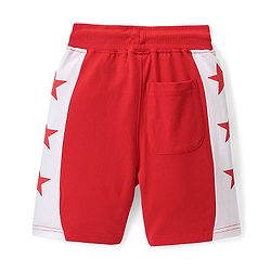Pine Kids Cotton Terry Knit Above Knee Length Stars Printed Shorts - Red