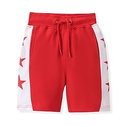 Pine Kids Cotton Terry Knit Above Knee Length Stars Printed Shorts - Red