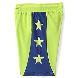 Pine Kids Cotton Terry Knit Above Knee Length Stars Printed Shorts - Green