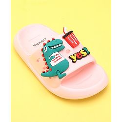 Pine Kids Flip Flops Dino Applique - Pink