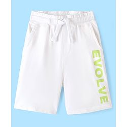 Pine Kids Terry 100% Cotton Knit Above Knee Length Shorts Text Print - Snow White
