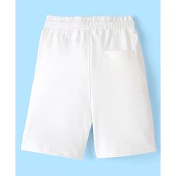 Pine Kids Terry 100% Cotton Knit Above Knee Length Shorts Text Print - Snow White
