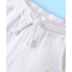 Pine Kids Terry 100% Cotton Knit Above Knee Length Shorts Text Print - Snow White