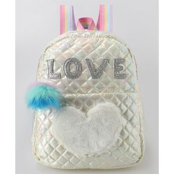 Pine Kids Fashion Backpack with Colourful Straps  Free Size - Silver