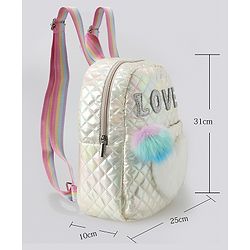 Pine Kids Fashion Backpack with Colourful Straps  Free Size - Silver