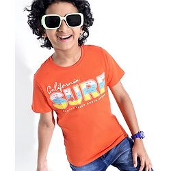 Pine Kids Half Sleeves Round Neck Cotton Text Printed T-Shirt - Nastrutrtium