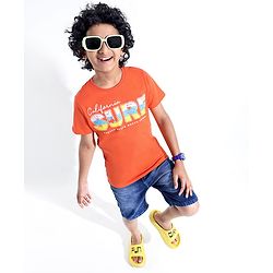 Pine Kids Half Sleeves Round Neck Cotton Text Printed T-Shirt - Nastrutrtium