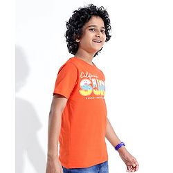 Pine Kids Half Sleeves Round Neck Cotton Text Printed T-Shirt - Nastrutrtium