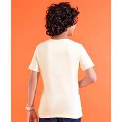 Pine Kids Half Sleeves Round Neck Cotton Text Printed T-Shirt - Snow White