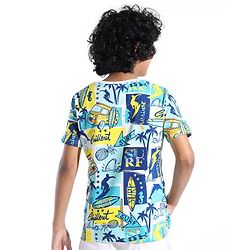 Pine Kids 100% Cotton Knit Half Sleeves T-Shirt Bus Print - White