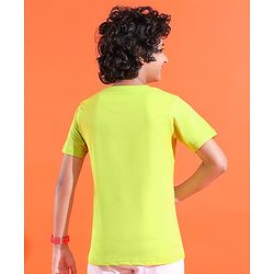 Pine Kids Cotton Knit Half Sleeves T-Shirts Text Print- Green