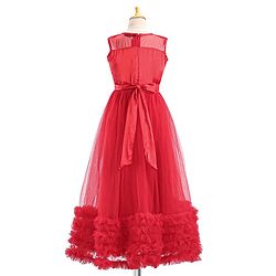 Pine Kids Sleeveless Party Gown with Sequin Detailing - Red