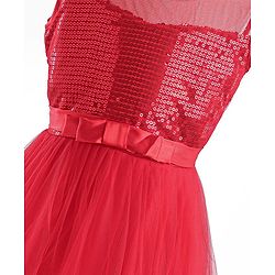 Pine Kids Sleeveless Party Gown with Sequin Detailing - Red