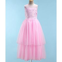Pine Kids Sleeveless Party Frock With Sequins Detailing - Pink