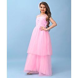 Pine Kids Sleeveless Party Frock With Sequins Detailing - Pink