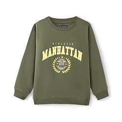 Pine Kids Full Sleeves Round Neck Printed Sweatshirt - Olive