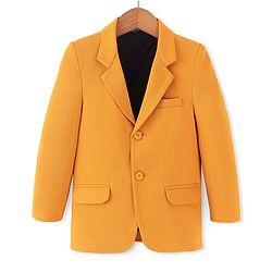 Pine Kids Knitted Full Sleeves Solid Colour Blazer - Mustard