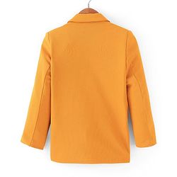 Pine Kids Knitted Full Sleeves Solid Colour Blazer - Mustard