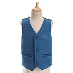 Pine Kids Full Sleeves Party Suit With Bow Solid Colour - Teal Blue